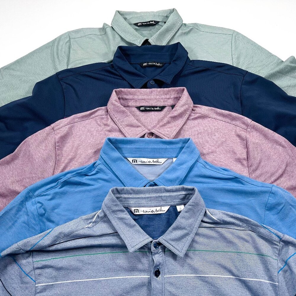 LOT OF 5 Travis Mathew XL Men's Short Sleeve Multi-Color Golf Polo Shirts